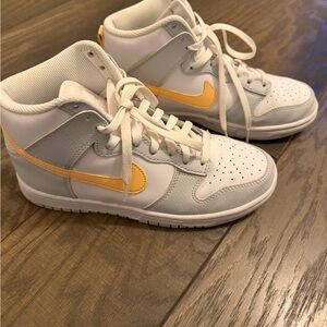Nike High Dunks. Like new. White, Gray and light orange
